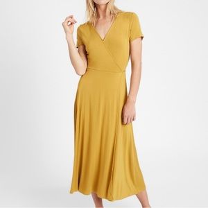 NWT Banana Republic Yellow Gold Jersey Wrap Midi Dress